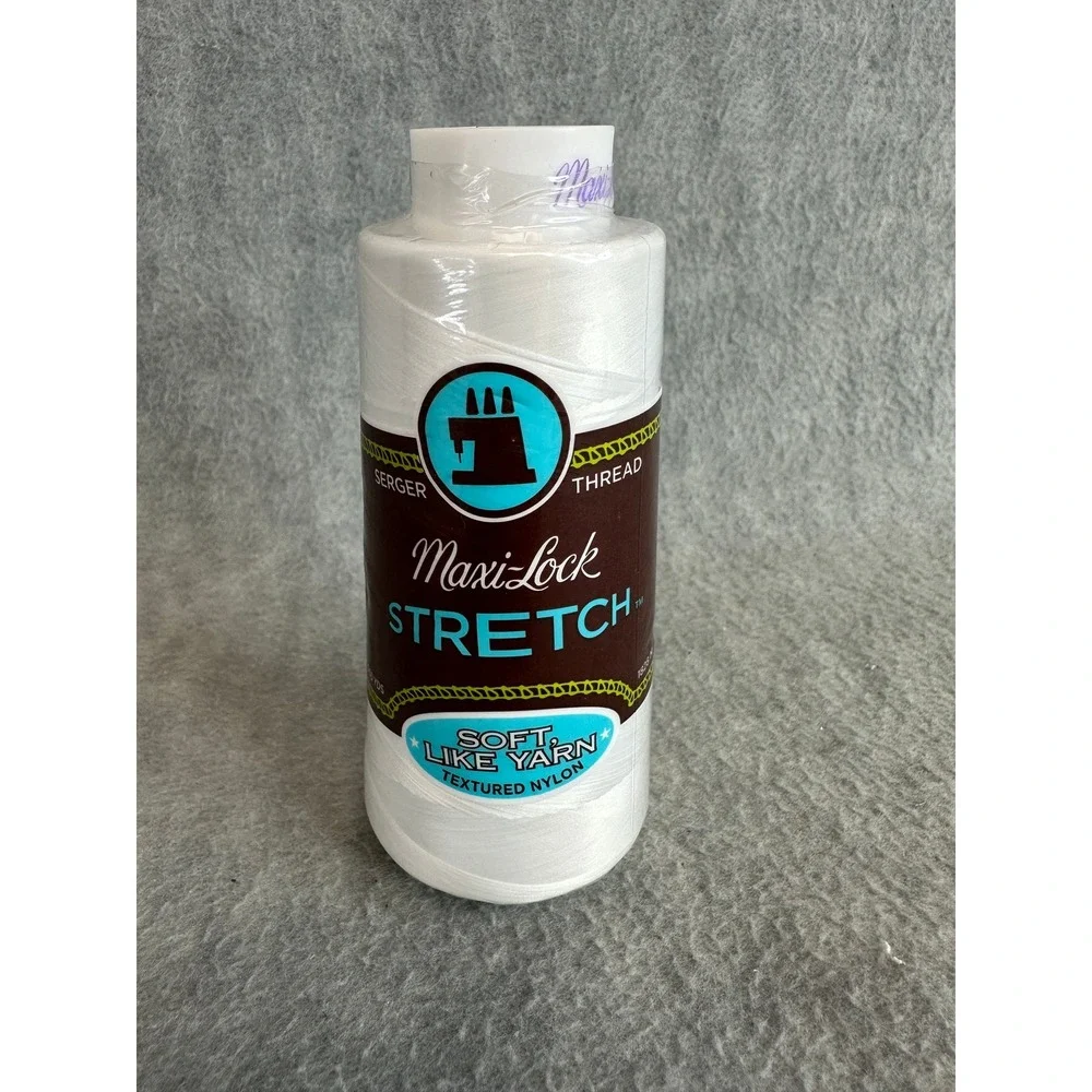 Maxi-Lock Stretch Serger Thread‎ White 32109 Textured Nylon 2000 Yds New
